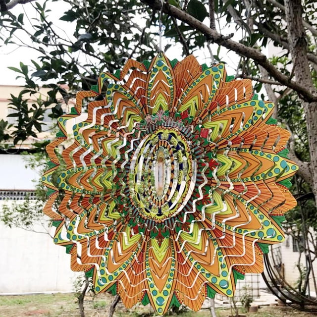 3D Wind Multicolor Girar Receptores Grandes campanas Cinético Adornos tridimensionales Jardín libre CUTICAT Hilera de viento