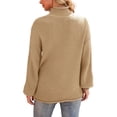 thumbnail image 5 of Asklazy Women's Turtleneck Oversized Sweaters Batwing Long Sleeve Pullover Loose Chunky Knit Jumper,Khaki, 5 of 13