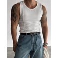 thumbnail image 6 of Men'S Ribbed Knit Form-Fitting Workout Wide Shoulder Tank Top White XXL, 6 of 8