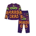 thumbnail image 2 of Disketp Pajamas Set Long Sleeve Sleepwear Womens Button Down Nightwear Pj Sets-Mardi Gras2, 2 of 9