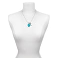 thumbnail image 3 of Delight Jewelry Silvertone Oval - Imitation Cat's Eye - Dark Teal - - Love and Lock Charm Necklace, 18"+1", 3 of 4