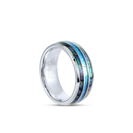 Opal and Abalone Tungsten Carbide Ring (10) (The Best Engagement Rings Brands)