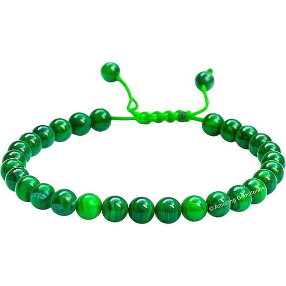 Malachite Crystal Bracelet - 6mm Beaded Bracelet and Healing Stones