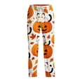thumbnail image 7 of Evdexr Halloween Pajamas Mens 2026 Witch Hat Bat Pumpkin Printed Pajama Pants Drawstring Wide Leg Trousers Lounge Casual Elastic Waist Pants with Pocket 2XL, 7 of 7