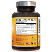 Turmeric Curcumin Supplement - 2400mg Organic Turmeric Per Serving - 95% Curcuminoids & BioPerine Black Pepper Extract for Best Absorption - Natural Vegan Joint Support, Bottled in USA - 180 Capsules