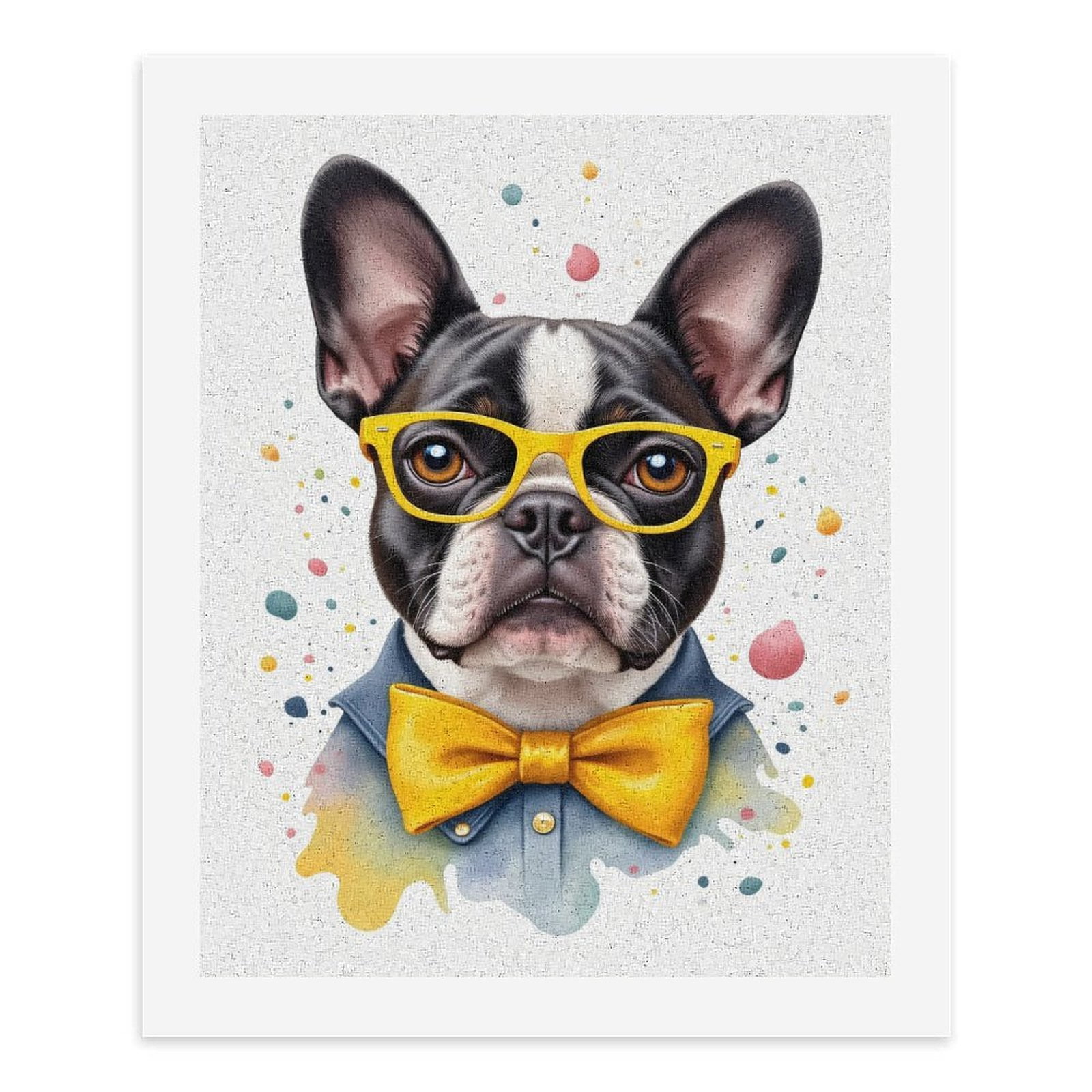 Paint By Numbers Kit for Adults Beginner - DIY Dog Glasses Yellow Bowtie Art Canvas Painting Kits for Adults, Frameless Paint By Number for Adults for Home Wall Decor 16x20 Inch