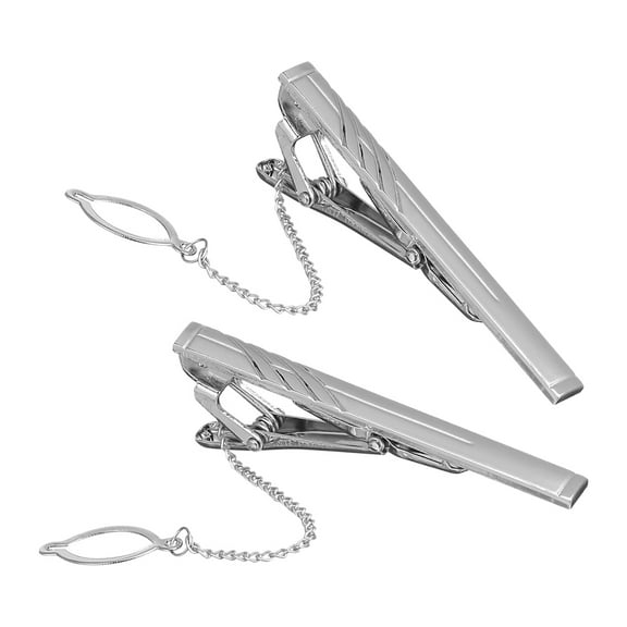 FRCOLOR Elegant Iron Tie Clip for Men and Women Fashionable Business Style Decoration Silver 2 Pieces