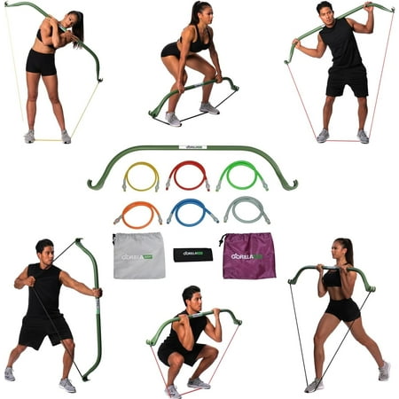 Lite Gorilla Bow Portable Home Gym Resistance Bands and Bar System for Travel, Fitness, Weightlifting and Exercise Kit, Full Body Workout Equipment Set