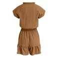 thumbnail image 6 of vigerkar Summer Rompers for Women 2026 V Neck Short Sleeve Button Up Ruffle Jumpsuit Outfit with Pockets (Khaki, S), 6 of 7