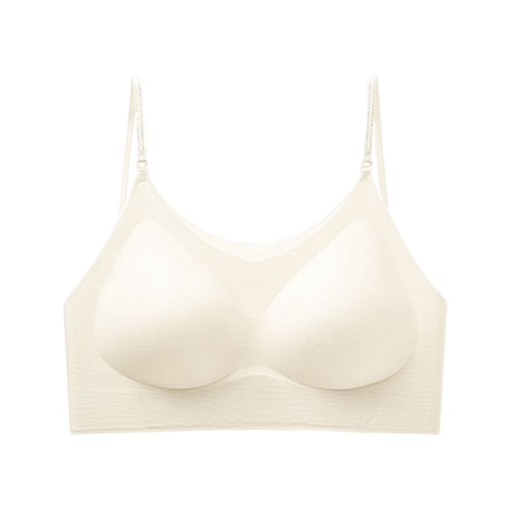 Xdegoge Women's Seamless Scoop Neck Bra with Adjustable Straps, Wireless Padded Support Soft Stretchy Brassiere for All-Day