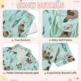 thumbnail image 4 of FORMRS Kids Short Sleeve Top and Pants Pajama Set Unisex Satin 2-Piece Sleepwear, Sizes 5-6Y, Green Otters Pattern, 4 of 8