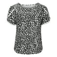 thumbnail image 6 of WREESH Womens Lace Crochet Short Sleeve Blouses Heart Printed Blouses Casual Crew Neck Pullover Loose Tunic Tops Black-B, 6 of 9