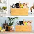 Extra Large Bamboo Utensil Holder, 4 Sections Kitchen Utensil Holder Organizer for Countertop