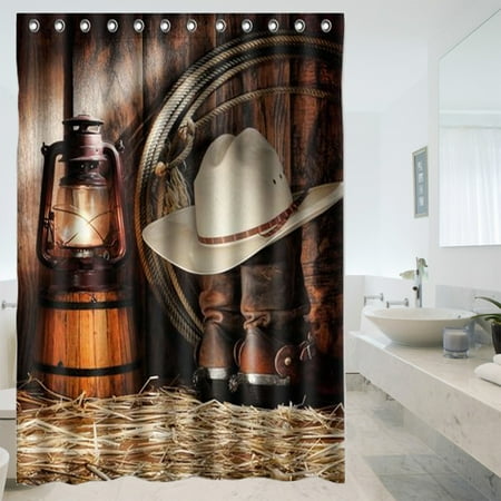 Waterproof American Western Cowboy Bath Shower Curtain Window