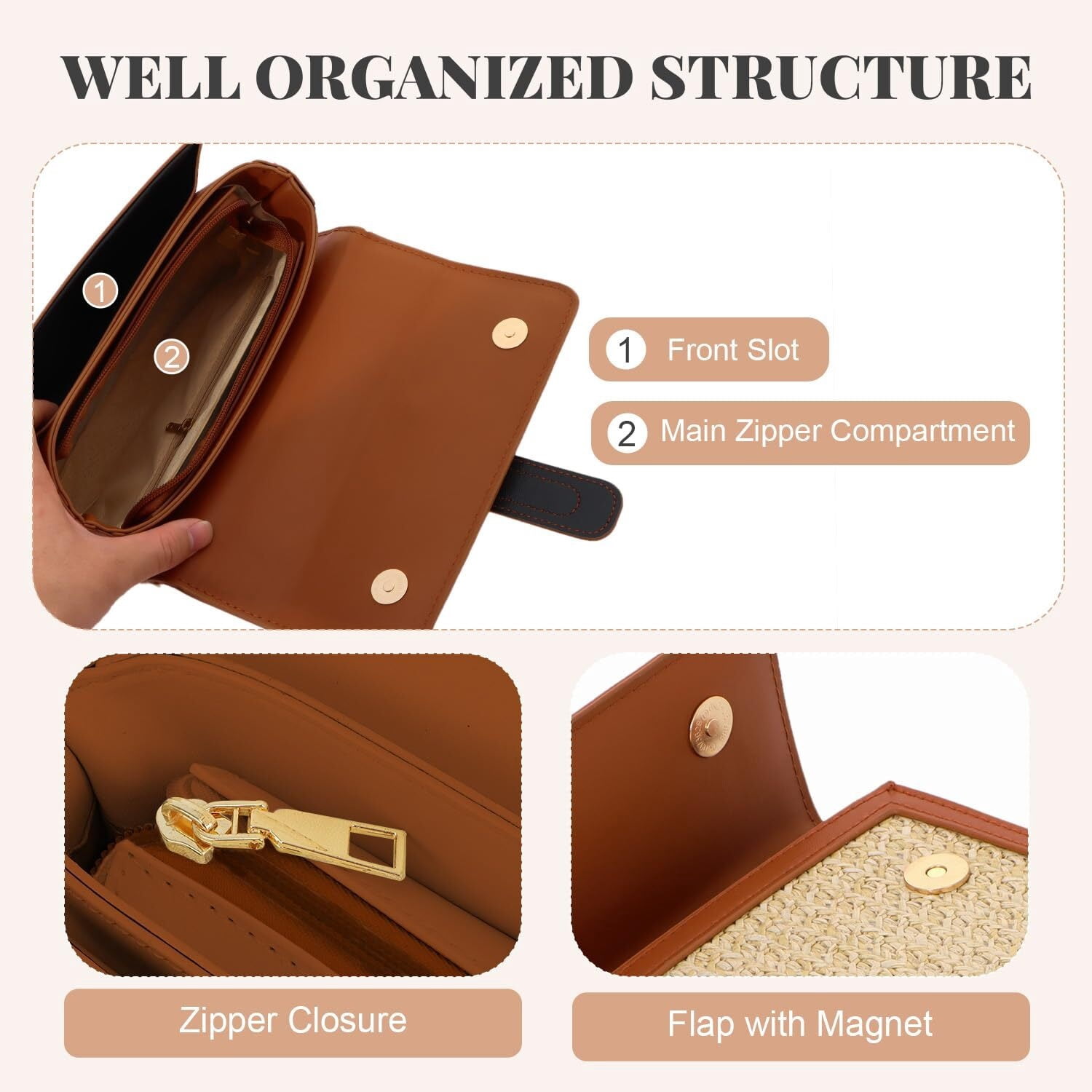 Summer Purse for Women 2025 Woven Vacation Handbags Straw Crossbody Bag for Spring Beach