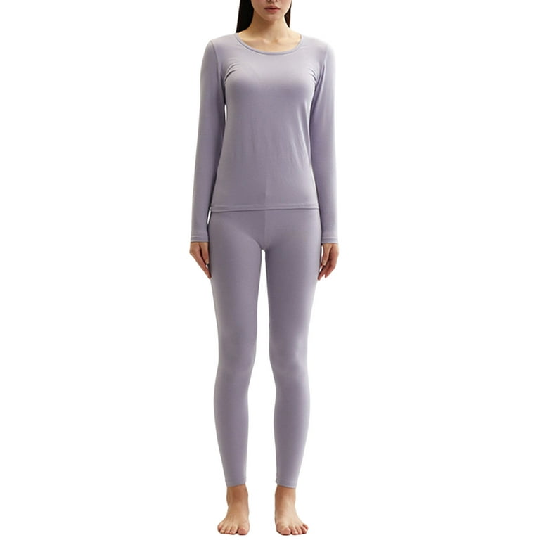 Aueoeo Thermal Sets For Women Women's Tight Round Neck Cotton
