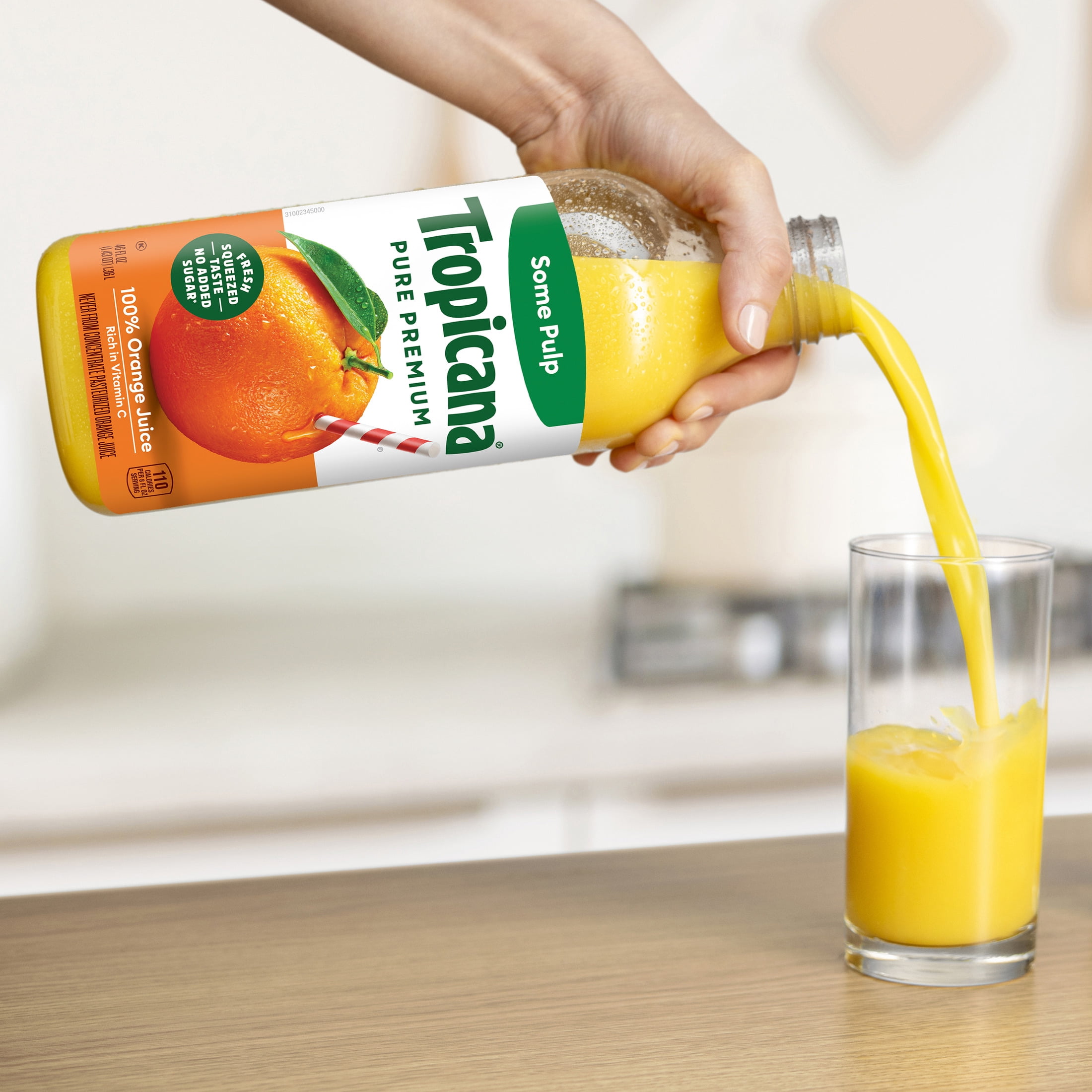 Tropicana Pure Premium 100% Orange Juice Original, Some Pulp, No Sugar Added, 46 fl oz