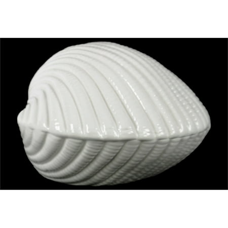 Ceramic Clam Seashell Figurine Gloss Finish White