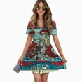 thumbnail image 2 of Gratefuldead Women Dress V-Neck Short Sleeve Flowy Swing Party Midi Dress, 2 of 4