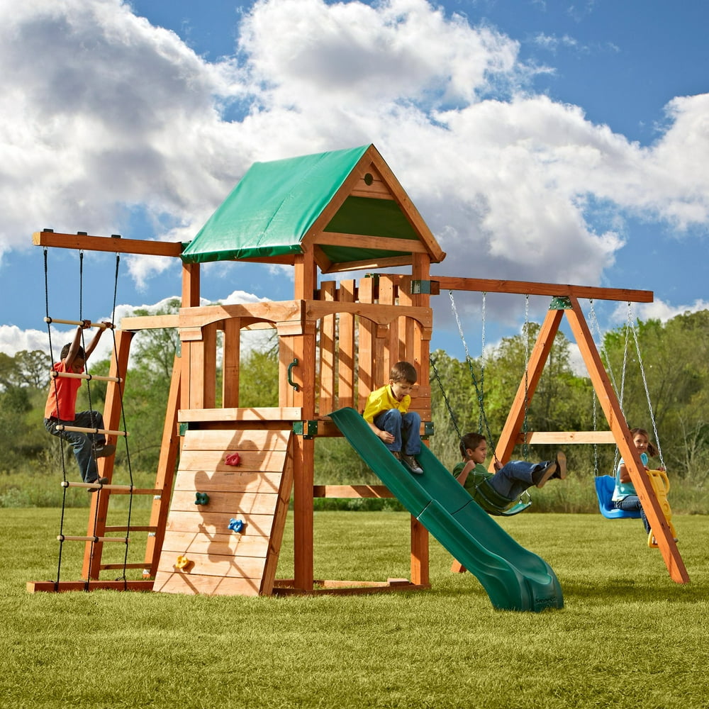 Swing N Slide Trekker Wooden Play Set Just Add 4x4 Uprights Walmart