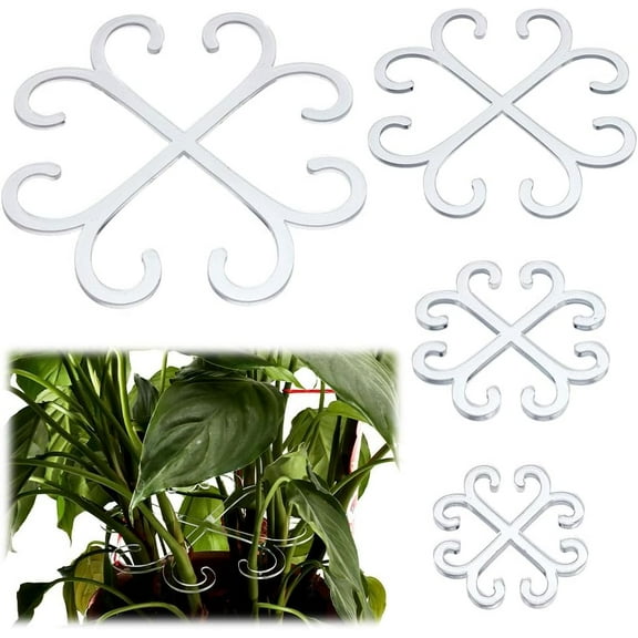 8pcs Plant Climbing Stem Supports 4 Size Flower Heart Shape Stabilizer Grapple Holder Flower Stakes Trellis Stem Hook Plant Growth Rack Accessories for Gardeners Potted Thriving Growth