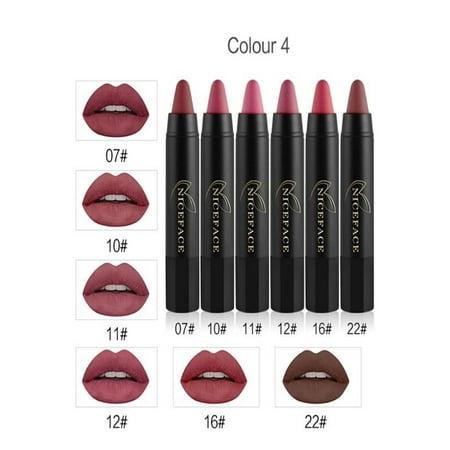 OkrayDirect 6Pcs Long-lasting Velvet Matte Color Pencil Lipstick Crayon Sexy Makeup Set