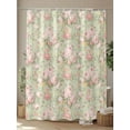 thumbnail image 4 of Pink Flowers Shower Curtain Set, Waterproof Shower Curtains for Bathroom, Green Country Botanical Floral Leaves Washable Fabric Cloth Bath Curtain for Bathtub Decoration with Hooks 72x78 Inches, 4 of 6