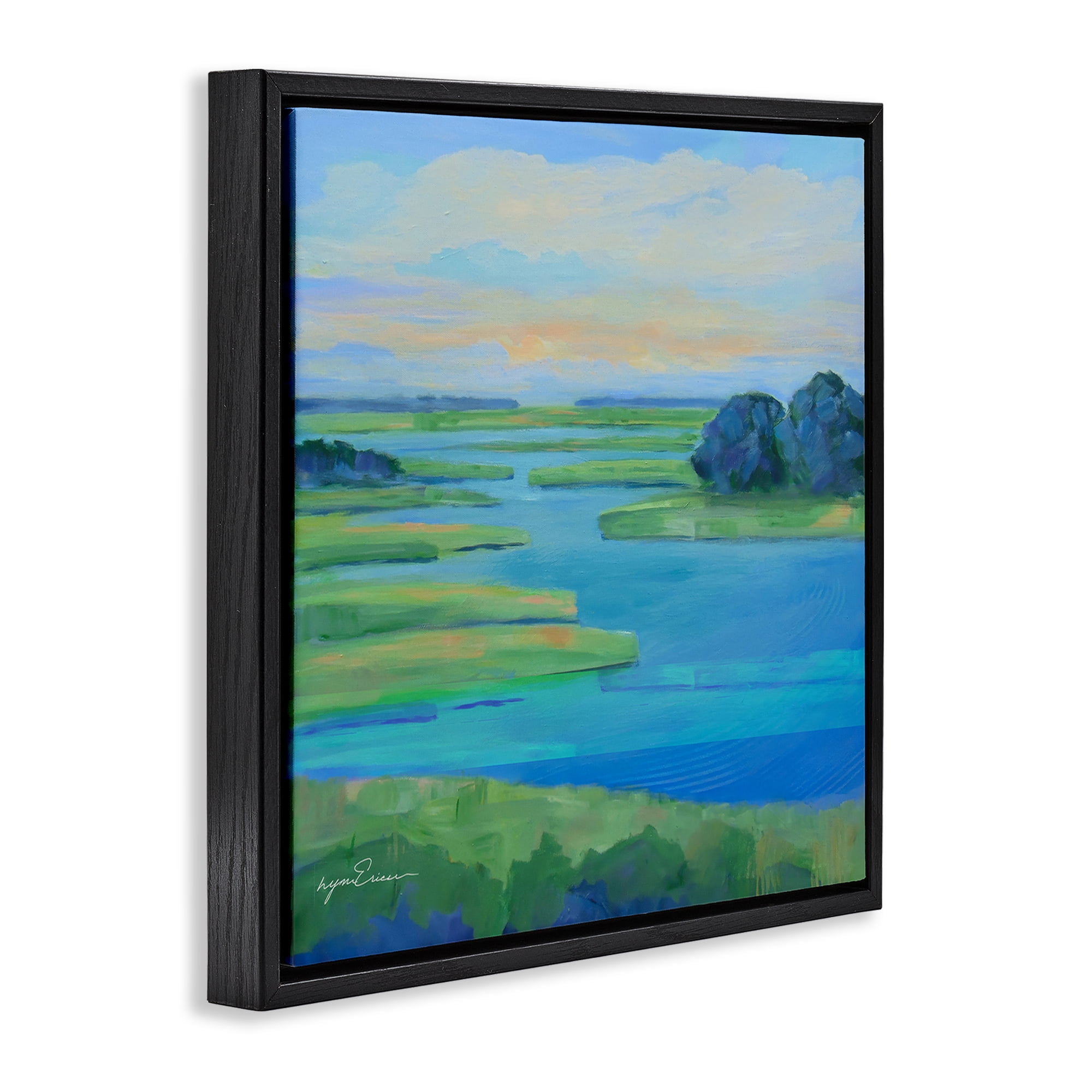 Stupell Industries Scenic Scarborough Marshes Black Framed Floater Canvas Wall Art, design by Lynn Ericson Fine Art