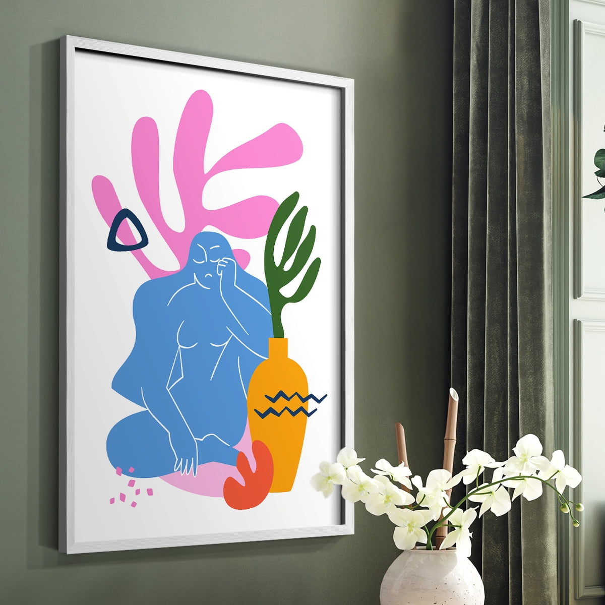 Matisse CDLII in White Solid Wood Framed Print No Nail Hanging
