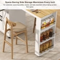 thumbnail image 4 of ANPOO 81" Extendable Kitchen Island with Hidden Trash Cabinet, Rolling Kitchen Cart on Wheels with Dining Table, Power Outlet & 2 Drawers, White Farmhouse Mobile Island for Small Kitchen, 4 of 10
