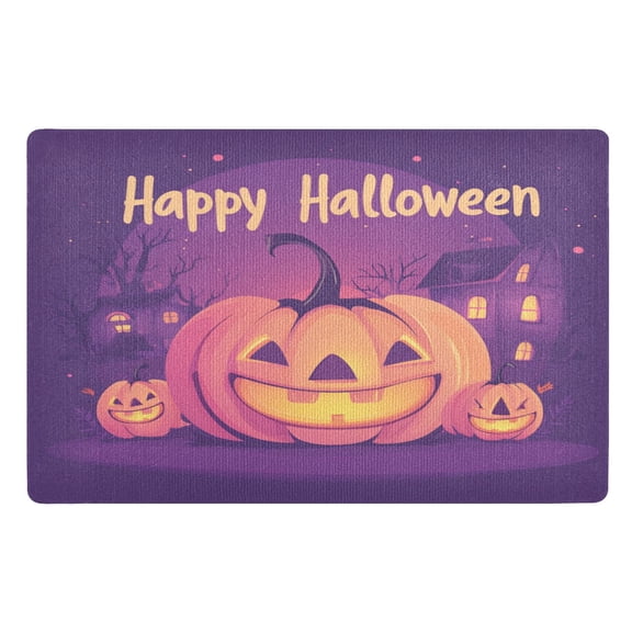 32x20 Inch Doormat Indoor Entrance Mat Entrance Welcome Mat Outdoor Mats for Front Door Cartoon Halloween Pumpkin