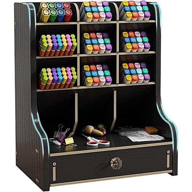 QWZNDZGR Upgraded Wooden Pencil Holder, Pen Organizer for Desk , Easy