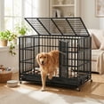thumbnail image 3 of Waleaf 48 Inch Heavy Duty Dog Crate Cage with Wheels for Indoor, Large Dog Kennel with Removable Tray, 3 of 10