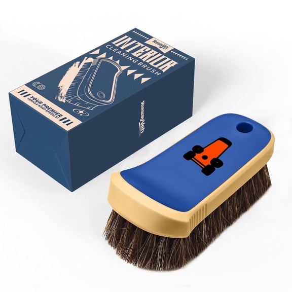 YeewayVeh Horse Hair Leather Cleaning Brush - Upgraded Long Bristle Car Leather Brush with 360° Soft Grip, for Car Interior Seats, Sofa, Upholstery, Shoes & Furniture Care