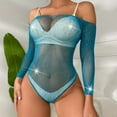 thumbnail image 1 of Combinaisons en Mesh Strass Manches Longues Femmes Tunique Combinaisons Courtes Sous-Vêtements Costume, 1 of 7