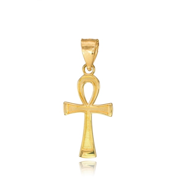 Solid Gold Egyptian Ankh Cross Charm (10K Yellow Gold, Pendant)