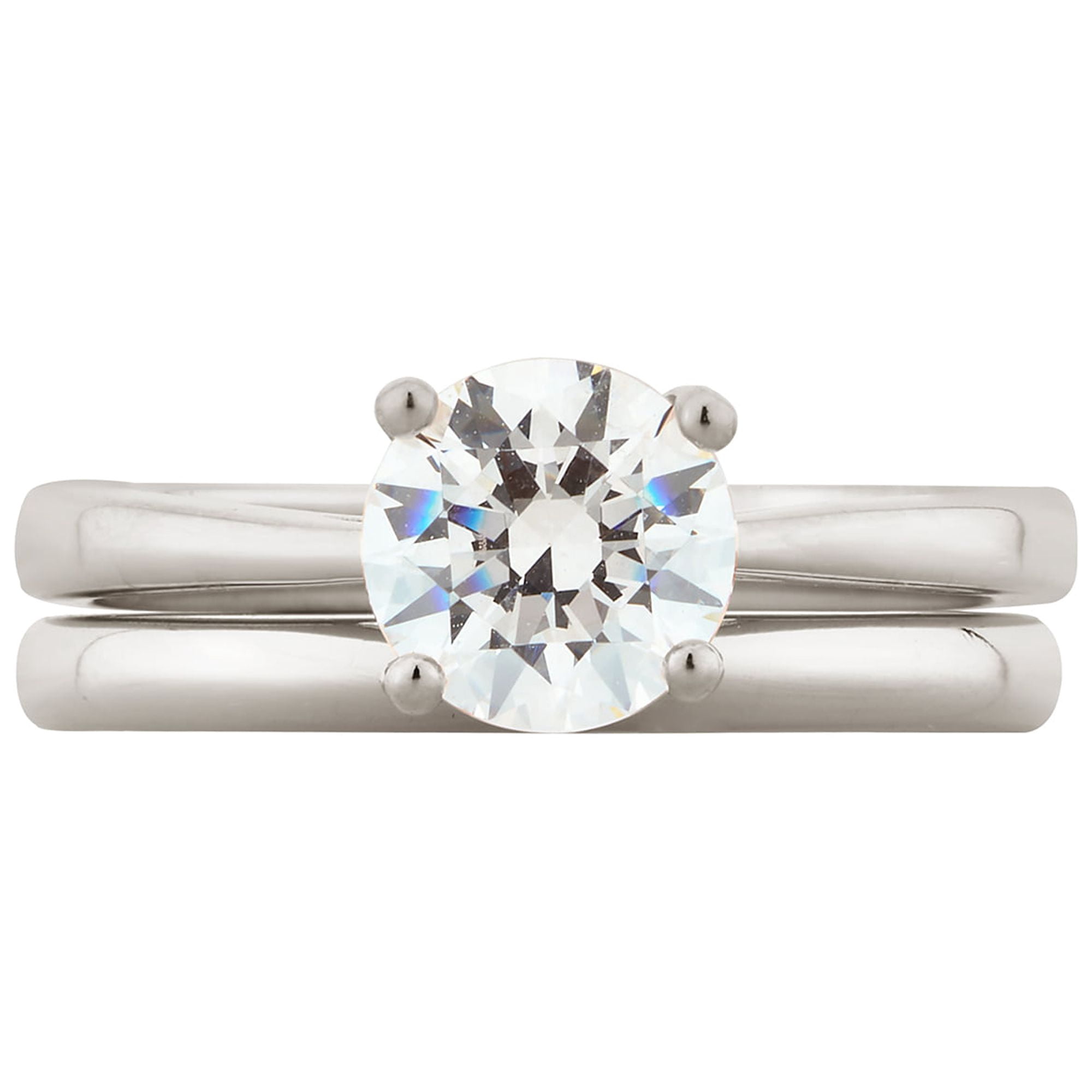 Arista 1.33 ct Round Swarovski Diamond Solitaire Women's Bridal Set in Sterling Silver