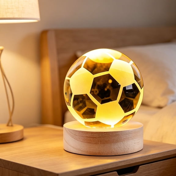 Tarmeek LED Night Light Touch Control Soccer Football 3D Lamp, Eye Care Bedside Lamp with Flicker Free Warm Glow, Decorative Energy Saving Home Decor for Bedroom