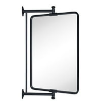 TEHOME Black Rounded Rectangle Pivot-N-View Bathroom Vanity Mirror 14x22"