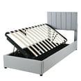 thumbnail image 5 of Harper & Bright Designs Twin Size Platform Bed with Hydraulic Storage System, Linen Upholstered Wooden Bed Frame for Bedroom, Gray, 5 of 14