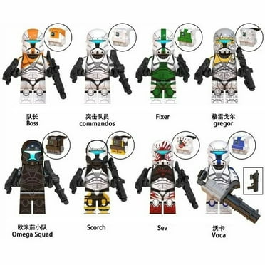 8 Piece Space War Series Minifigures Set - 1.77 Inch Cartoon Movie Starwar Fixer Gregor Voca Commandos Character Building Blocks, Collection Display and Gift Collection for Kids and Girls