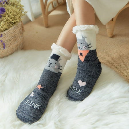

Realyc Slipper Socks 1 Pair Keep Warm Christmas Theme Pretty Autumn Winter Female Indoor Socks