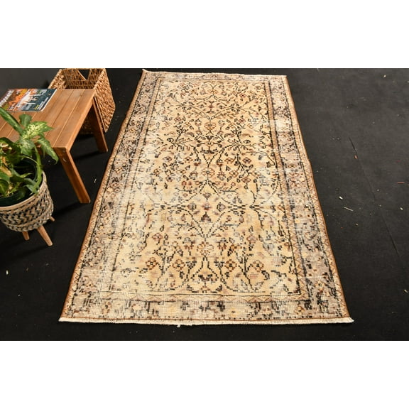 Vintage Rug, Turkish Rug, Accent Carpet, Antique Carpet, 46x75 inches Beige Rug, Office Area Carpet, Decorative Bedroom Rugs, 10713