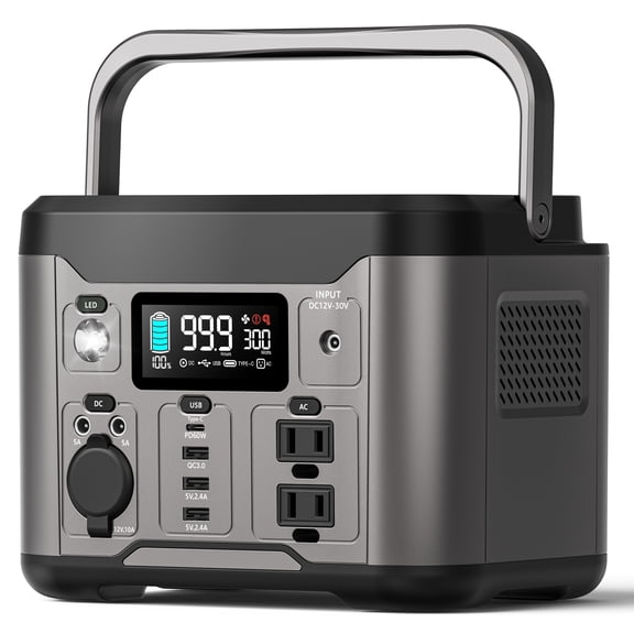 Goosiay 300W 296Wh Portable Power Station with 60W PD and Pure Sine Wave AC Outlet, Gray