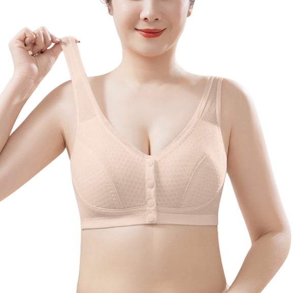 MEICHEN Thin Front Closure Bra for Older Wireless Anti Sagging Underwear Seamless Bralettes Summer Clothes Fall Fashion Essentials