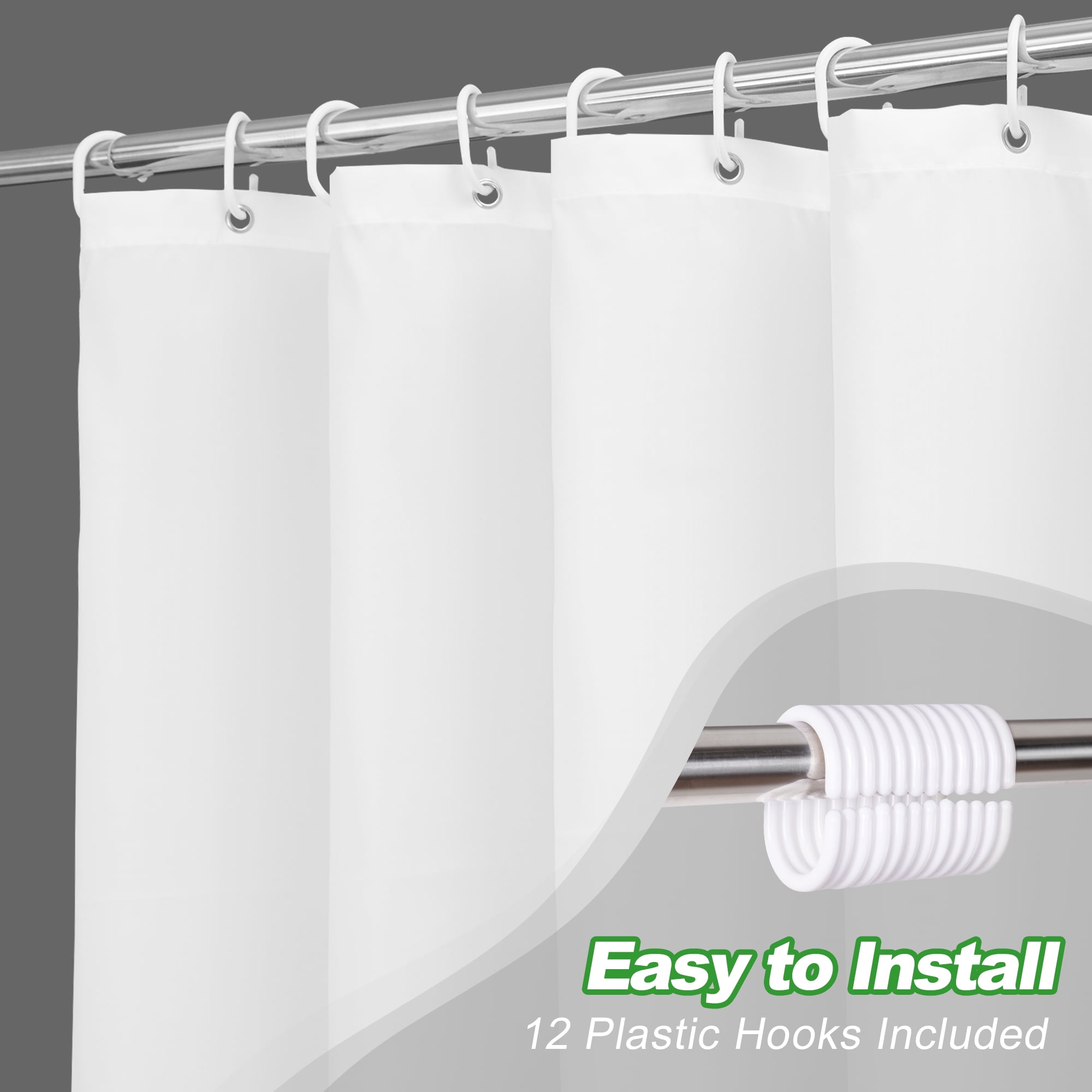 Inosoo Gray Ombre Fabric Shower Curtain, 72 x 72 Inch Heavy Duty Gray Gradient Water Repellent Cloth Shower Curtain for Bathroom, Water Repellent