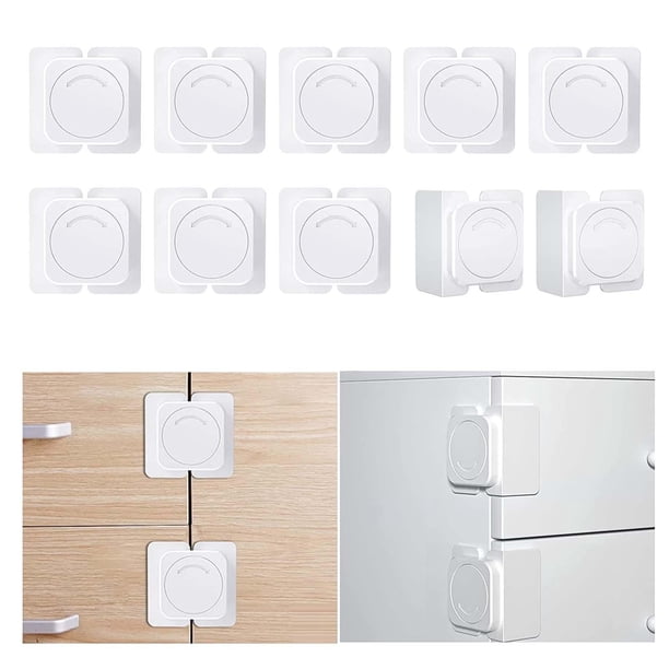 10 Uds. Cerraduras de Puerta Adhesivas, Protección de Hebilla para Y , Cerraduras Giratorias de Seguridad Reutilizables para Pequeños Macarena Cerraduras de las puertas