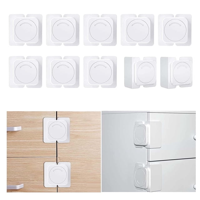 10x giratoria de seguridad autoadhesiva de hebil de bebé sin perforar s de puerta reutilizables pestillo para perfecl Cerraduras de las puertas