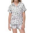 thumbnail image 2 of LUOGENLI Pajamas Girls DIY Printed Lapel Short Sleeve Top Comfortable Shorts Pajamas Set Cute Buttons Designed Comfortable Breathable Home Wear Girls Easter Pajamas Size 6 White 10-11 Years, 2 of 4