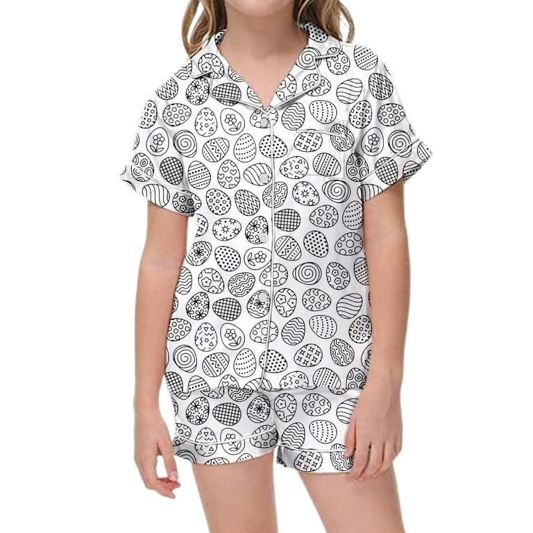 Toddler Silk Pajamas Piece Easter Loungewear Set Short Sleeve - Main Image